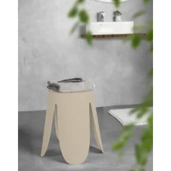 Badhocker 'Comiso' Kunststoff beige matt Ø 44 x 46 cm