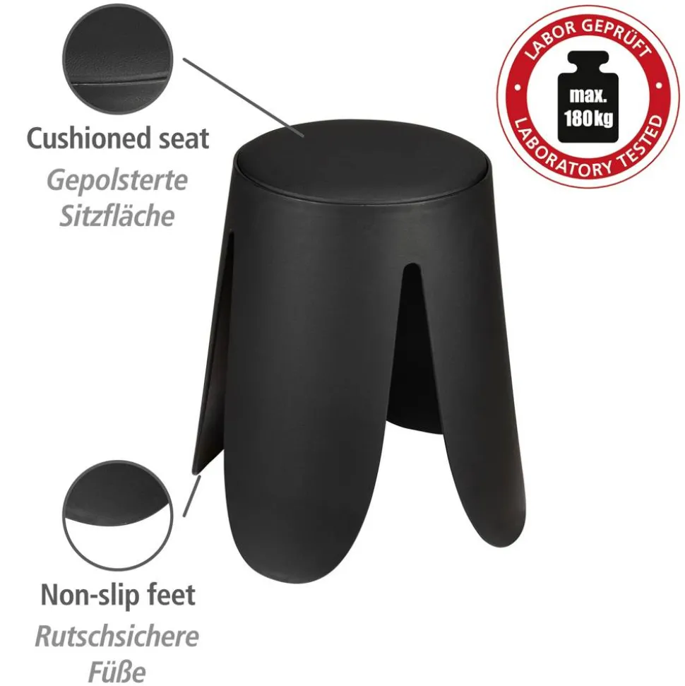Badhocker 'Comiso' Kunststoff schwarz matt Ø 44 x 46 cm