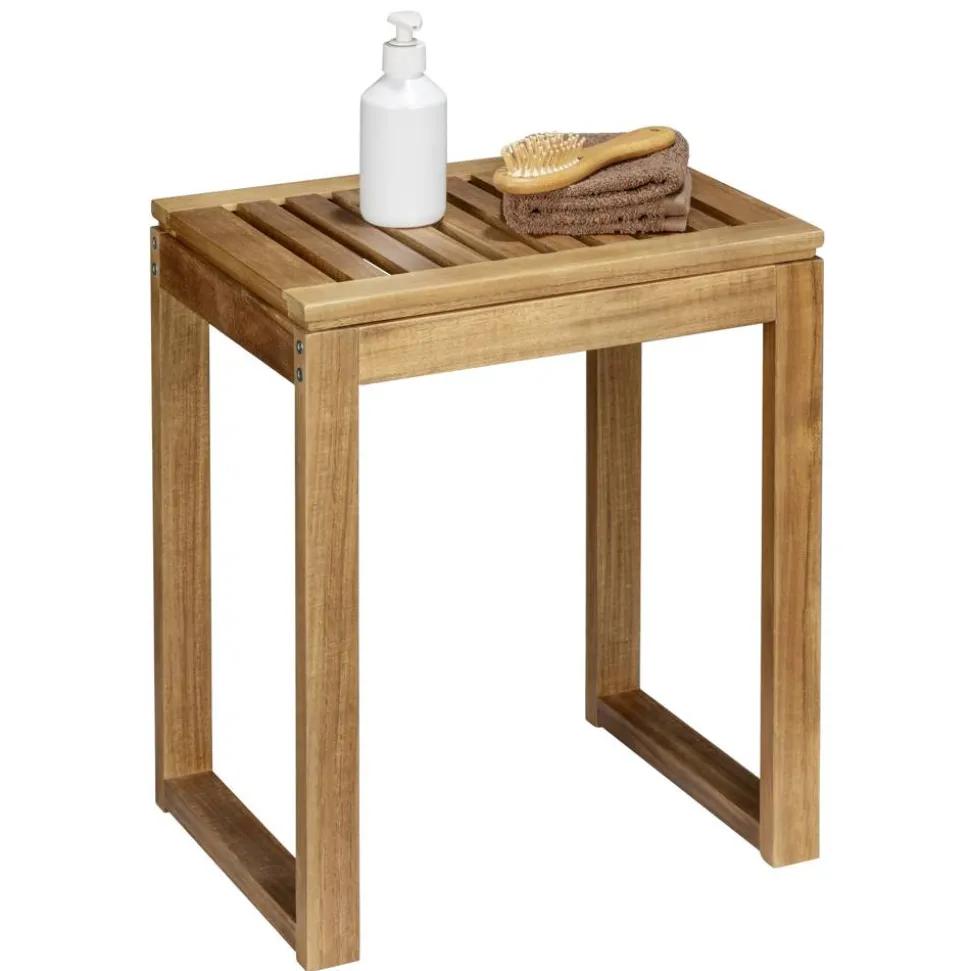 Badhocker 'Fondi' Akazienholz braun 40 x 46 x 30 cm