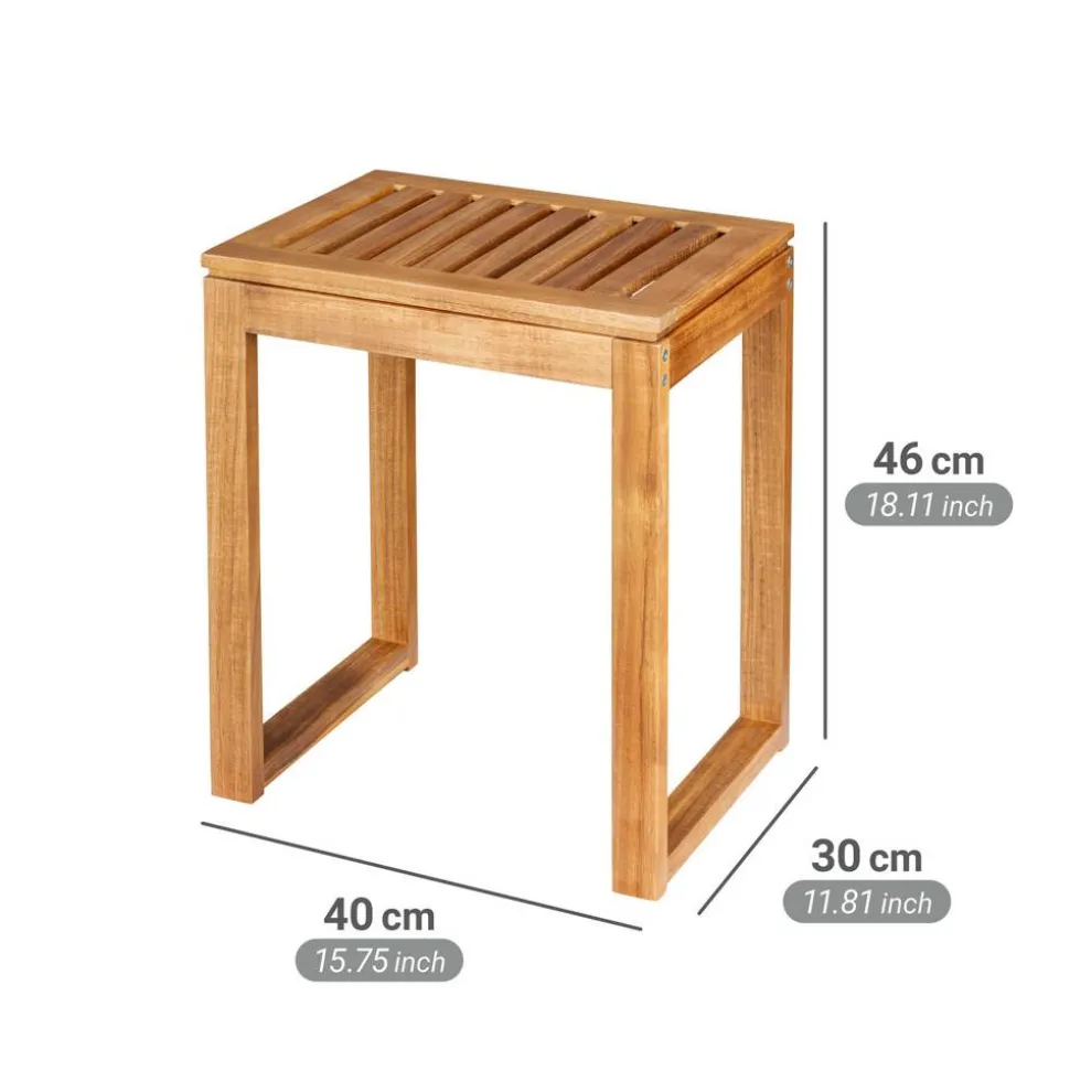 Badhocker 'Fondi' Akazienholz braun 40 x 46 x 30 cm