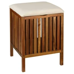 Badhocker 'Fondi' Akazienholz braun 39 x 52 x 39 cm
