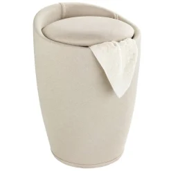 Badhocker mit Wäschesack 'Candy' beige Ø 36 x 50,5 cm