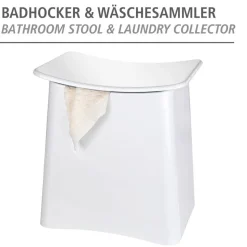 Badhocker mit Wäschesack 'Wing' weiß 45 x 48 x 33 cm