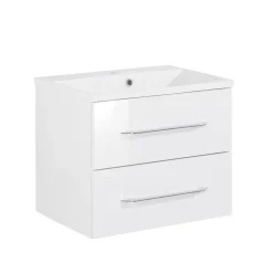 Badmöbelset 'b.clever' Spiegelschrank und Waschbecken mit Unterschrank weiß/weiß