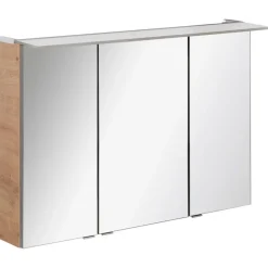 Badmöbelset 'b.perfekt' Spiegelschrank und Waschbecken mit Unterschrank weiß/Ast Eiche