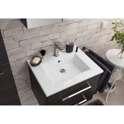 Badmöbelset 'b.perfekt' Spiegelelement und Waschbecken mit Unterschrank weiß/Dark Oak