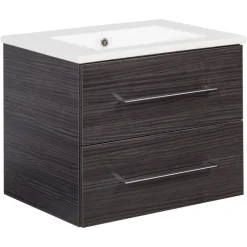 Badmöbelset 'b.perfekt' Spiegelelement und Waschbecken mit Unterschrank weiß/Dark Oak