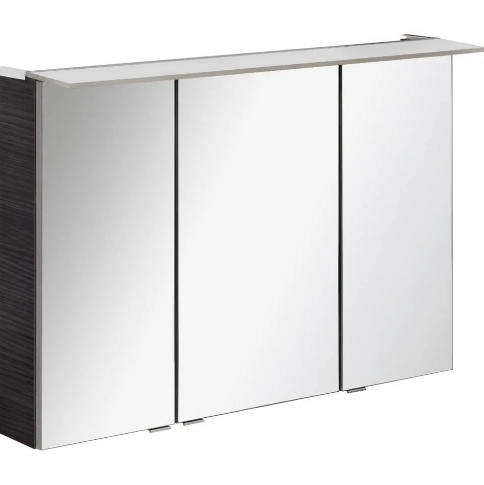 Badmöbelset 'b.perfekt' Spiegelschrank und Waschbecken mit Unterschrank weiß/Dark Oak