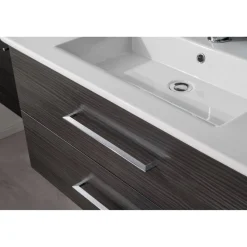 Badmöbelset 'b.perfekt' Spiegelelement und Waschbecken mit Unterschrank weiß/Dark Oak