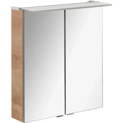 Badmöbelset 'b.perfekt' Spiegelschrank und Waschbecken mit Unterschrank weiß/Ast Eiche
