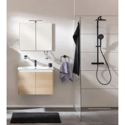 Badmöbelset 'Compact Line' 70 cm 5-teilig eichefarben mit Spiegelschrank