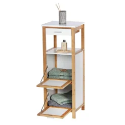 Bad-Regal 'Finja' Bambus/weiß 2 Staufächer, Schublade 34 x 30 x 89 cm