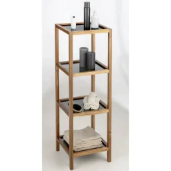 Bad-Regal 'Fondi' Akazienholz 4 Glasböden 36 x 36 x 112 cm