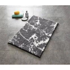 Badteppich 'Marmor' Microfaser grau 60 x 90 cm