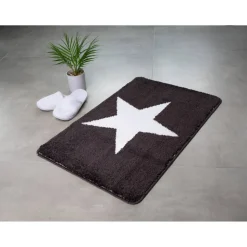 Badteppich 'Star' 100 % Polyester-Microfaser weiß-grau 55 x 50 cm