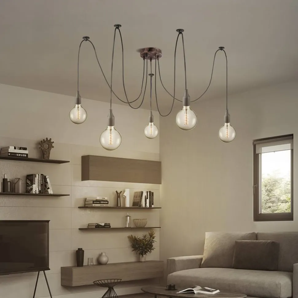 Baldachin 'Home Sweet Home' Metall 5 Lichter rostfarben