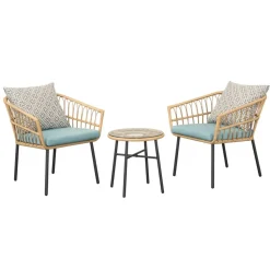Balkonmöbelset 'Boho' Stahl schwarz 3-teilig