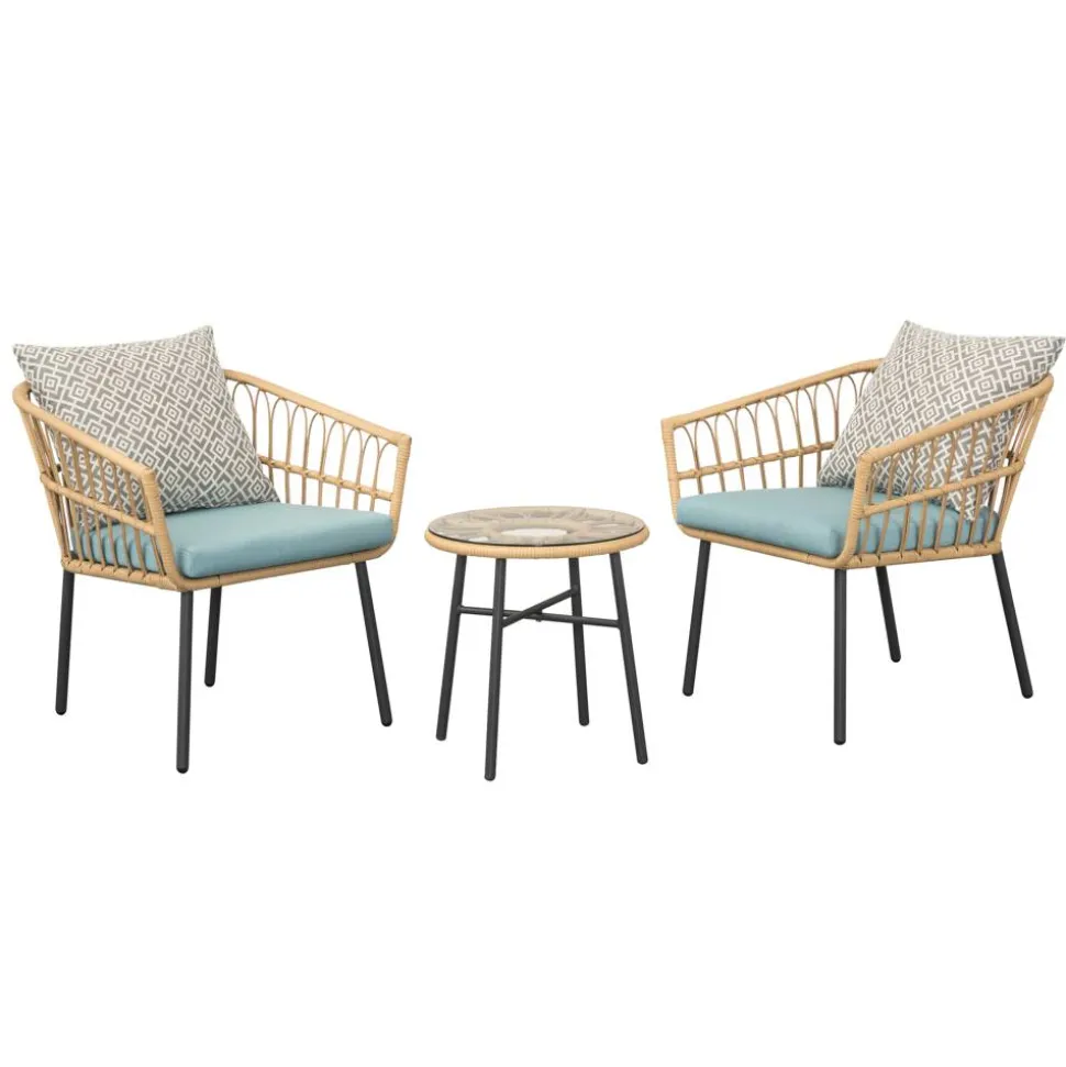 Balkonmöbelset 'Boho' Stahl schwarz 3-teilig