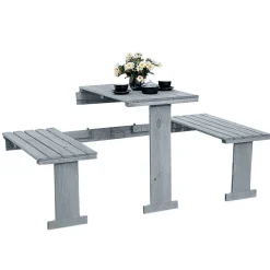 Balkonmöbelset Holz grau 3-teilig