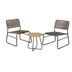 Balkonmöbelset 'Nele' Stahl/Kunststoffrattan schwarz 3-teilig
