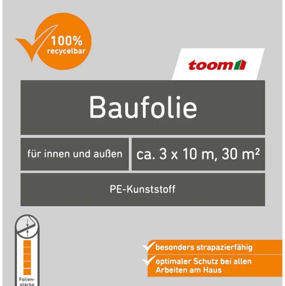 Baufolie 'Profi' Polyethylen 200 g/m² 3 x 10 m