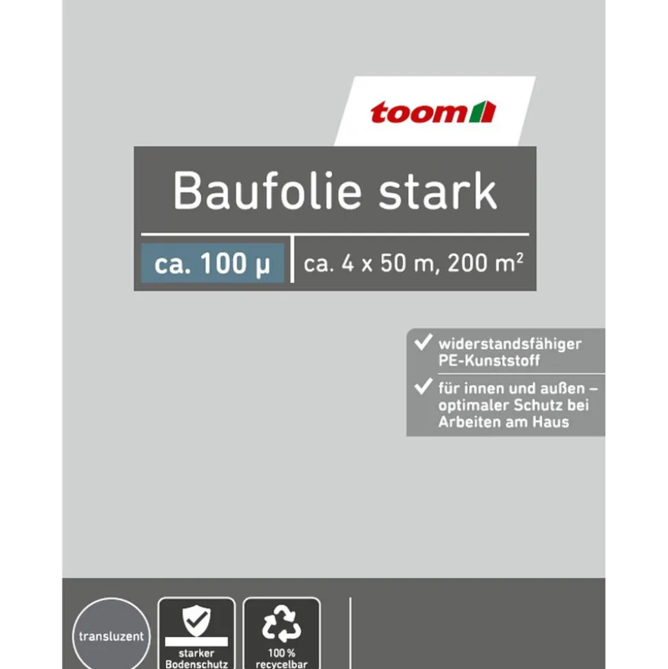 Baufolie stark 4 x 50 m 100 g/m² transluzent