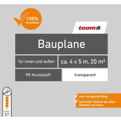 Bauplane Polyethylen 80 g/m² transparent 4 x 5 m