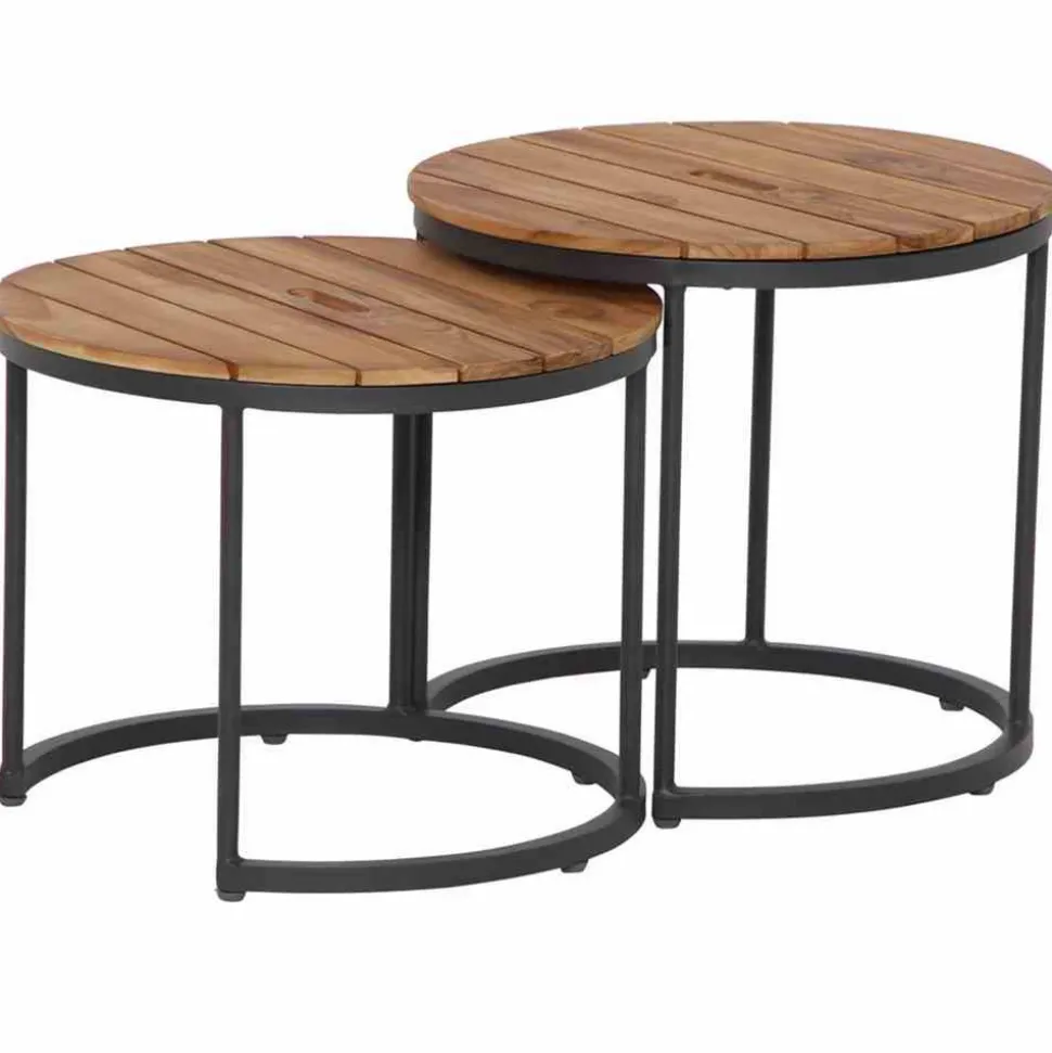 Beistelltische 'Baros' Aluminium/Teakholz 2-teilig