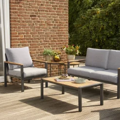 Beistelltische 'Baros' Aluminium/Teakholz 2-teilig