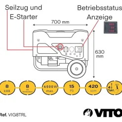 Benzin-Stromerzeuger 'Pro Power VIG8TRL' 6 kW 4-Takt-Motor 8 kVA