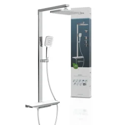 Überkopfbrause-Set 'Hawaii' chrom/weiß Thermostatarmatur und Ablage, 110 cm