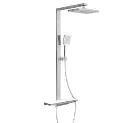 Überkopfbrause-Set 'Hawaii' chrom/weiß Thermostatarmatur und Ablage, 110 cm