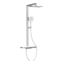 Überkopfbrause-Set 'Hawaii' chrom/weiß Thermostatarmatur und Ablage, 110 cm