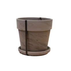 Übertopf 'Calima' basalt Ø 23,6 x 23 cm mit Untersetzer