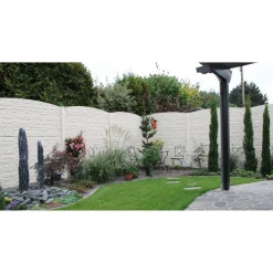 Betonzaunbogenplatte 'Standard Fels' 200 x 45 x 3,5 cm grau