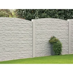 Betonzaunbogenplatte 'Standard Fels' 200 x 45 x 3,5 cm grau