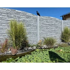Betonzaunbogenplatte 'Standard Montana' Beton/Stahl grau 200 x 45 x 3,5 cm