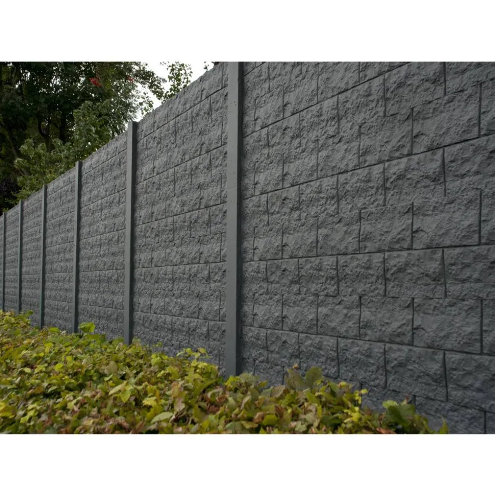Betonzaunplatte 'Standard Casa Borsika' 200 x 38,5 x 3,5 cm grau
