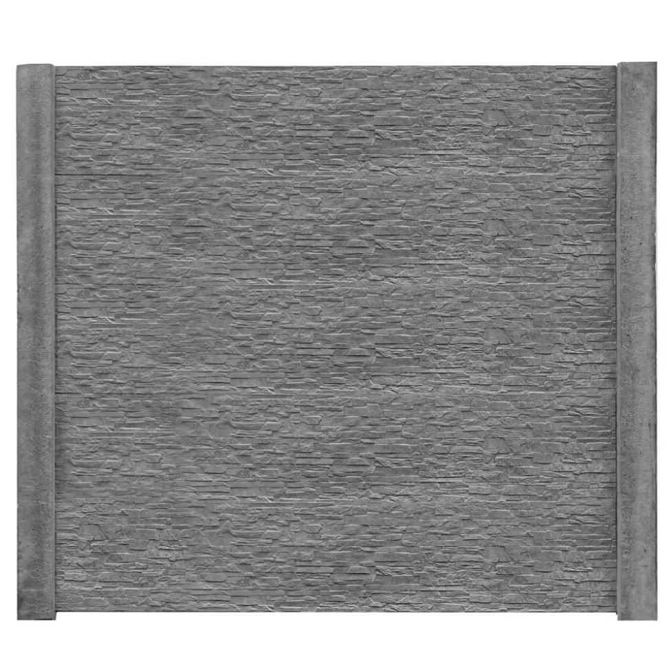 Betonzaunplatte 'Standard Rockstone' 200 x 38,5 x 3,5 cm grau