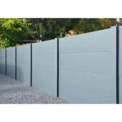 Betonzaunplatte 'Standard Stein' glatt 200 x 38,5 x 3,5 cm grau