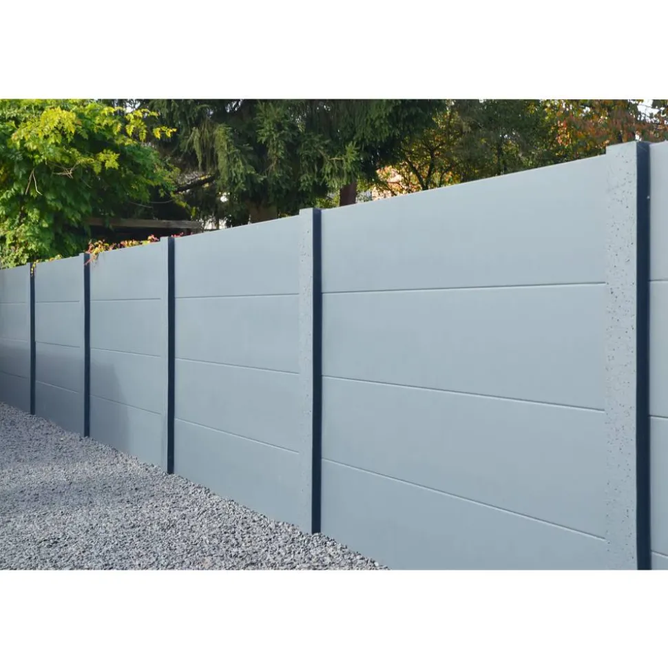 Betonzaunplatte 'Standard Stein' glatt 200 x 38,5 x 3,5 cm grau