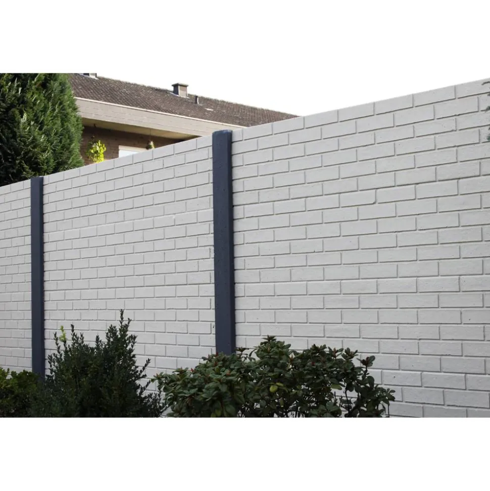 Betonzaunplatte 'Standard Stein Glatt' 200 x 38,5 x 3,5 cm grau