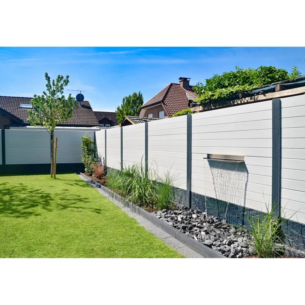 Betonzaunplatte 'Standard Prestige' glatt 200 x 38,5 x 3,5 cm grau
