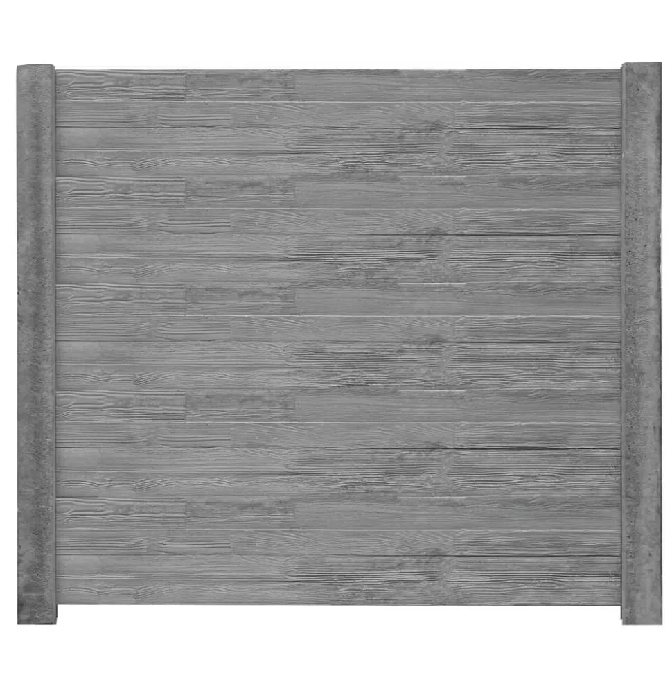 Betonzaunplatte 'Standard Timber' 200 x 38,5 x 3,5 cm grau