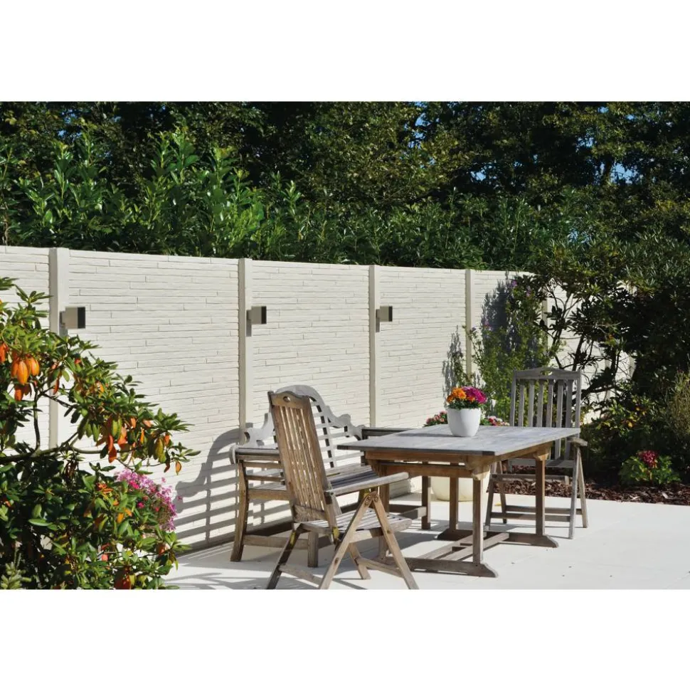 Betonzaunplatte 'Standard Toscana' 200 x 38,5 x 3,5 cm grau