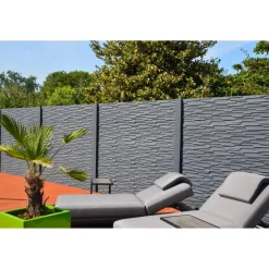 Betonzaunplatte 'Standard Murano' 200 x 38,5 x 3,5 cm grau