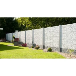 Betonzaunplatte 'Standard Fels' 200 x 38,5 x 3,5 cm grau