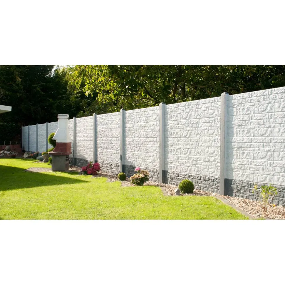 Betonzaunplatte 'Standard Fels' 200 x 38,5 x 3,5 cm grau