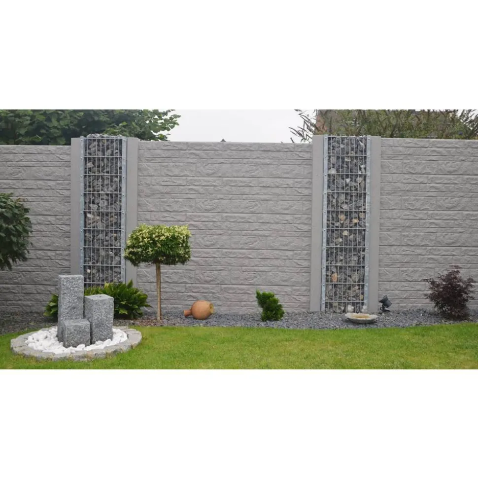 Betonzaunplatte 'Standard Fels' 200 x 38,5 x 3,5 cm grau