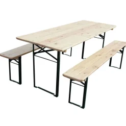 Bierzeltgarnitur klappbar Metall/Nadelholz 50 x 220 cm 3-teilig